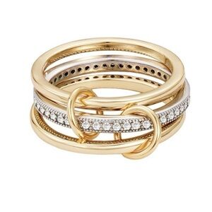 Adornia 14k gold and silver plated connected 3-piece stack ring
